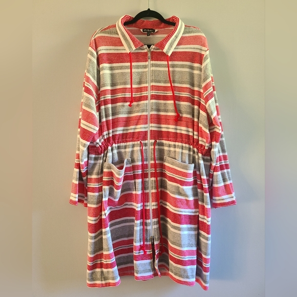 Ulla Popken Terry Cloth Stripe Terry Bath Robe - Picture 1 of 9
